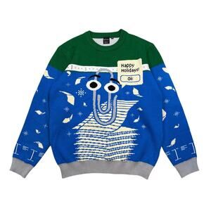 Microsoft Clippy 2022 Mens Office Windows Ugly Christmas Sweater XMAS 3XL